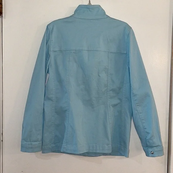 Chico’s Sky Blue Cotton Twill Utility Jacket Like New Condition Size S - Picture 10 of 11